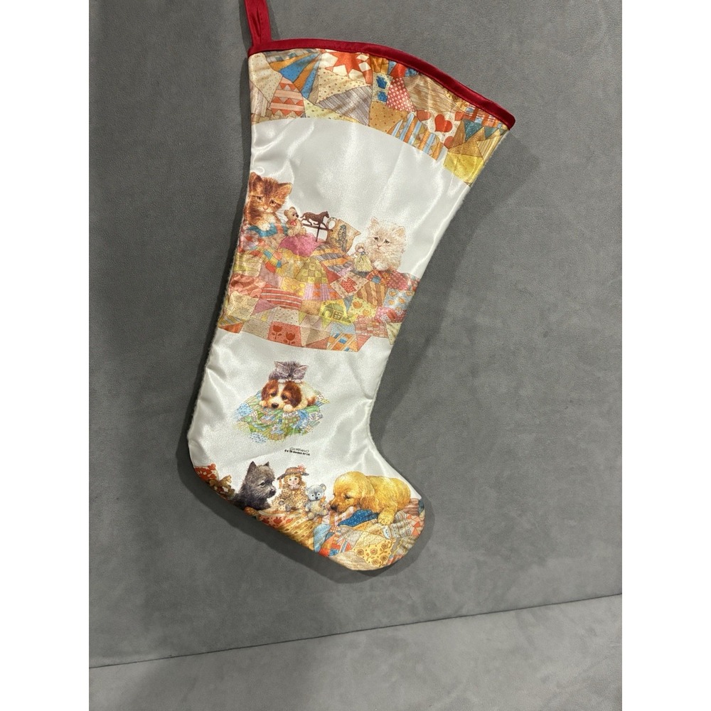 Vintage Giordano Christmas Stocking Dogs And Cats And Dolls (see Pictures)